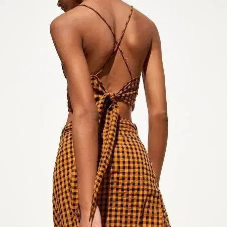 [BUNJANG] ZARA Gingham Check Halter Neck Crop Top / ZARA 깅엄체크 홀터넥 크롭 탑