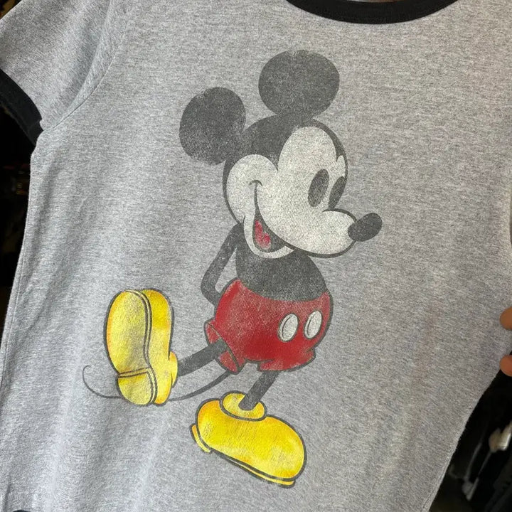 [BUNJANG] Disney Mickey Mouse Ringer T-shirt / [90]디즈니 미키마우스 프린팅 링거 티셔츠