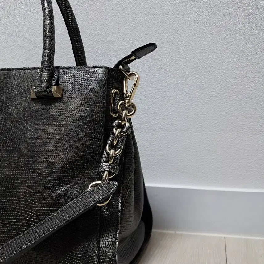 [BUNJANG] Daks Black Leather Tote/Shoulder Bag / 닥스 블랙 레더 토트백 겸 숄더백