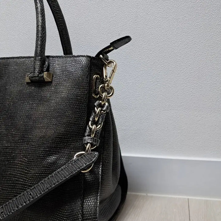 [BUNJANG] Daks Black Leather Tote/Shoulder Bag / 닥스 블랙 레더 토트백 겸 숄더백