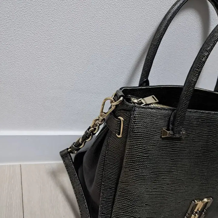 [BUNJANG] Daks Black Leather Tote/Shoulder Bag / 닥스 블랙 레더 토트백 겸 숄더백