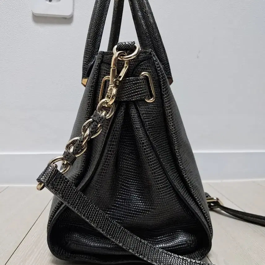 [BUNJANG] Daks Black Leather Tote/Shoulder Bag / 닥스 블랙 레더 토트백 겸 숄더백