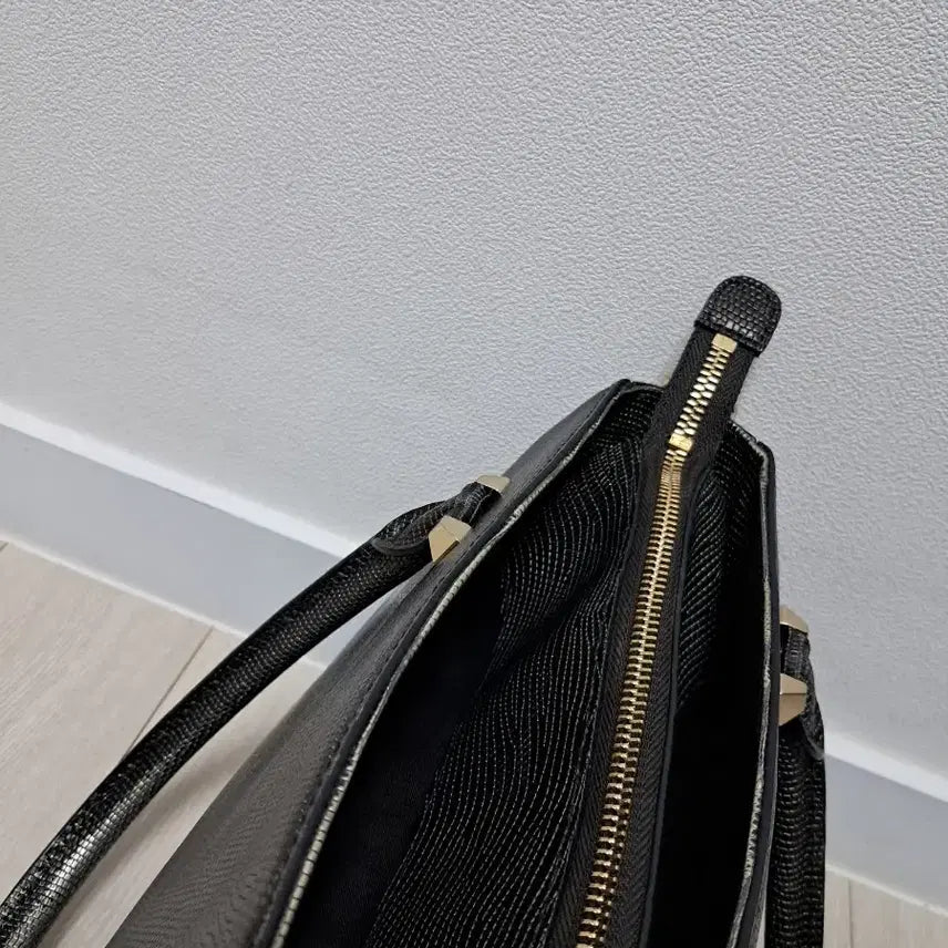 [BUNJANG] Daks Black Leather Tote/Shoulder Bag / 닥스 블랙 레더 토트백 겸 숄더백