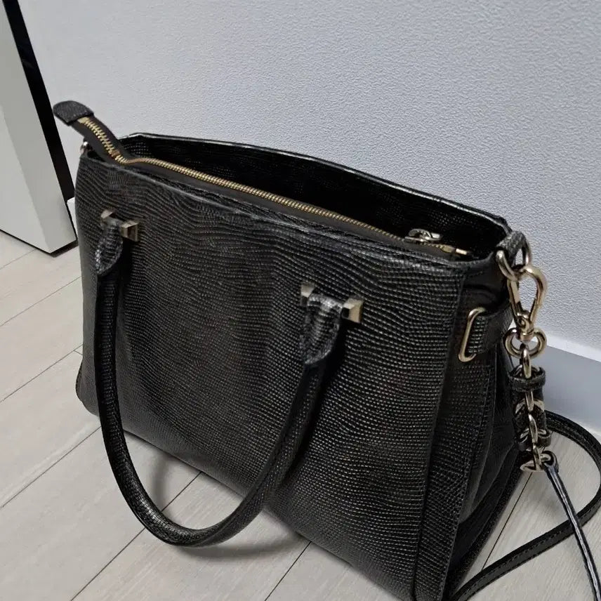 [BUNJANG] Daks Black Leather Tote/Shoulder Bag / 닥스 블랙 레더 토트백 겸 숄더백