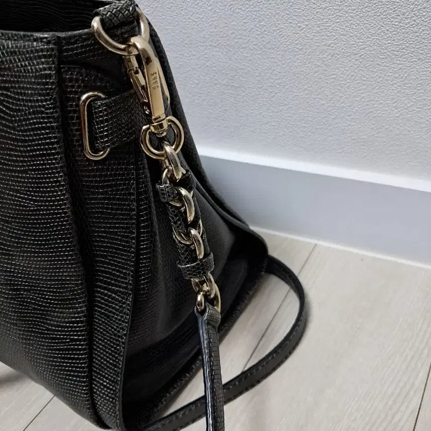 [BUNJANG] Daks Black Leather Tote/Shoulder Bag / 닥스 블랙 레더 토트백 겸 숄더백