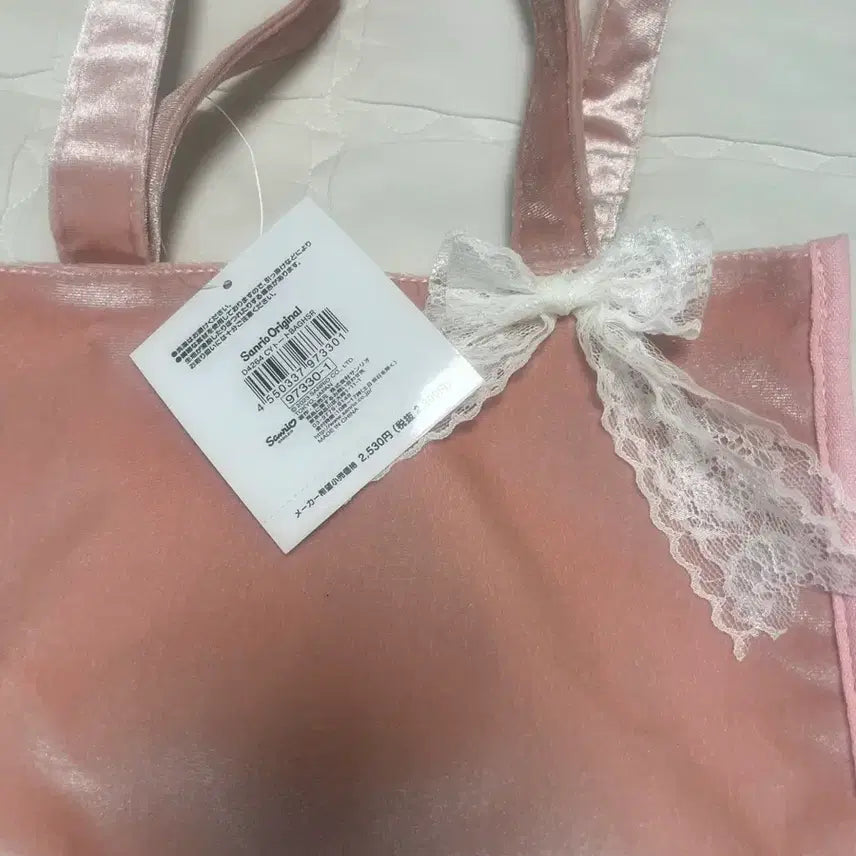 [SOLD OUT] 챠미키티 헬로키티 핑크 벨벳 레이스 토트백
