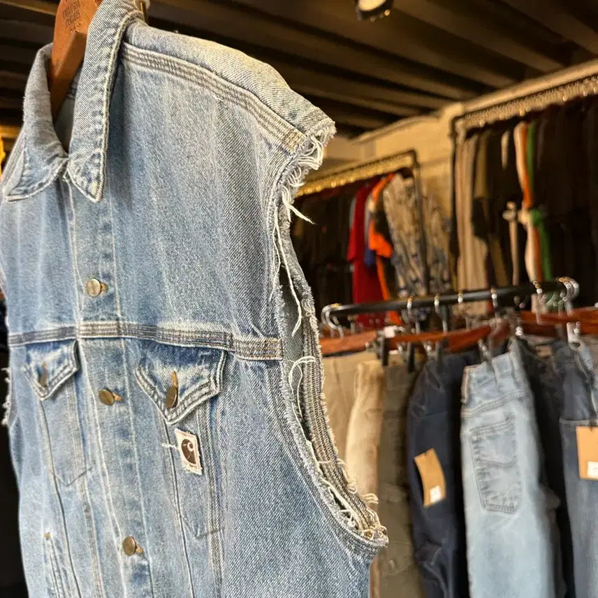 [BUNJANG] Carhartt Custom Denim Vest / [100]00s 칼하트 커스텀 데님 베스트 made in usa