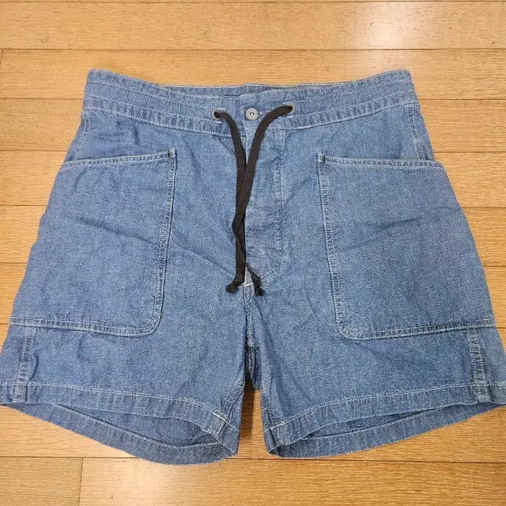 [SOLD OUT] 더블알엘 인디고 코튼 리넨 샴브레이 쇼츠 인디고 린스 32