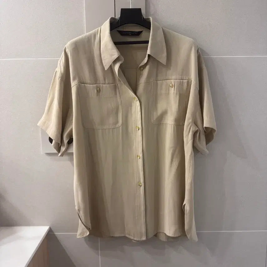 [BUNJANG] Beige Pocket Short-Sleeve Shirt / 베이지 포켓 반팔셔츠