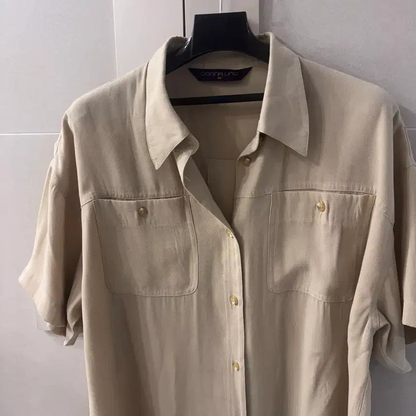 [BUNJANG] Beige Pocket Short-Sleeve Shirt / 베이지 포켓 반팔셔츠