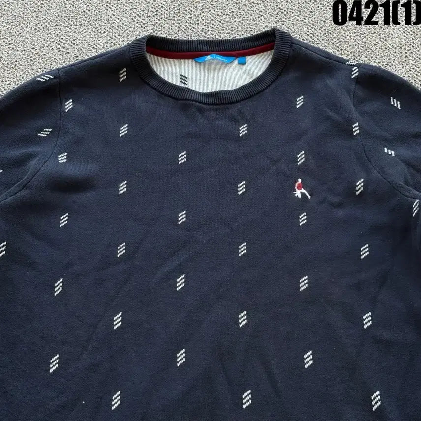 [BUNJANG] Adidas Navy Pattern Knit Sweater (Size 105) / 아디다스 네이비 패턴 니트 105