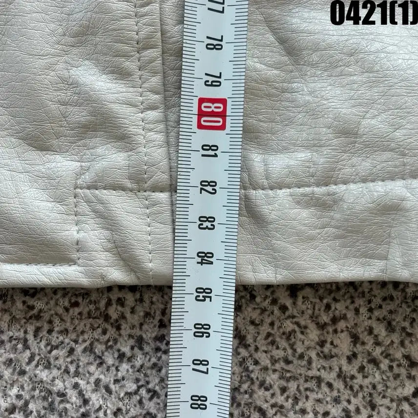 [BUNJANG] Ivory Leather Coat - F Size / 아이보리색 레더 코트 F