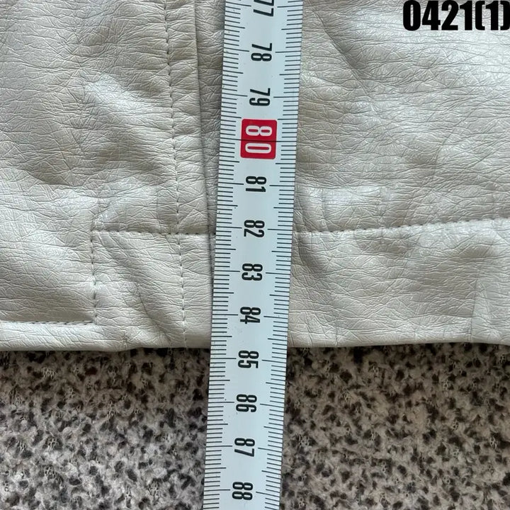[BUNJANG] Ivory Leather Coat - F Size / 아이보리색 레더 코트 F