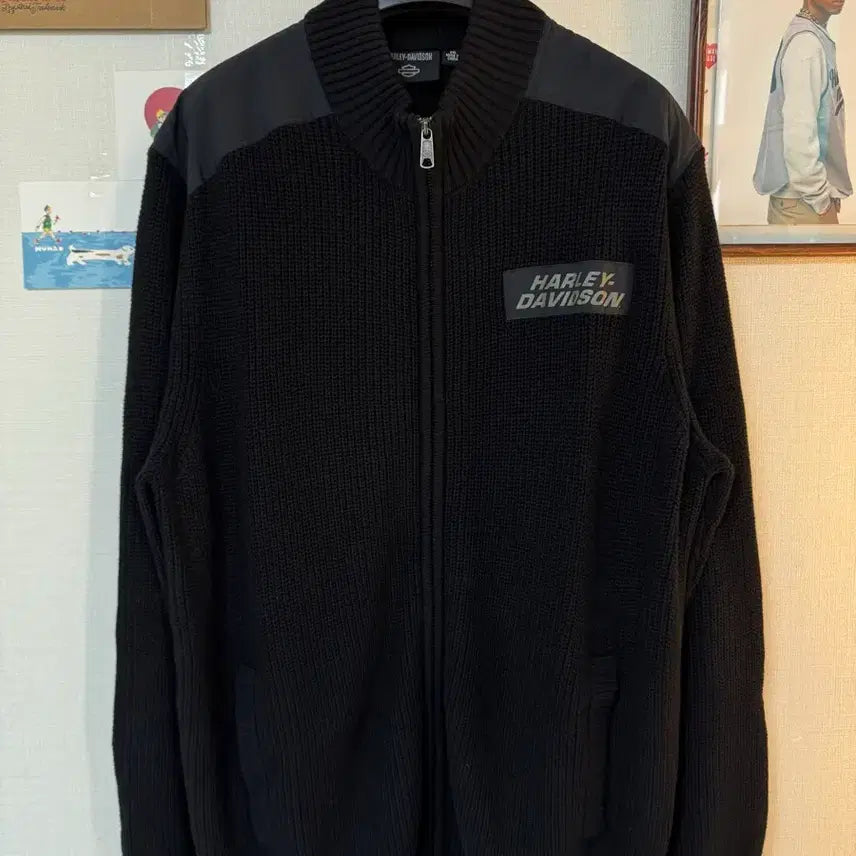 [BUNJANG] Harley Davidson Willie G Skull Wool Knit Zip-up Black / [2XL]할리데이비슨 윌리 G 스컬 울 니트집업 블랙