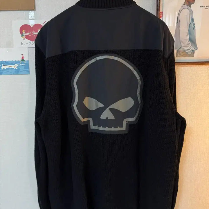 [BUNJANG] Harley Davidson Willie G Skull Wool Knit Zip-up Black / [2XL]할리데이비슨 윌리 G 스컬 울 니트집업 블랙