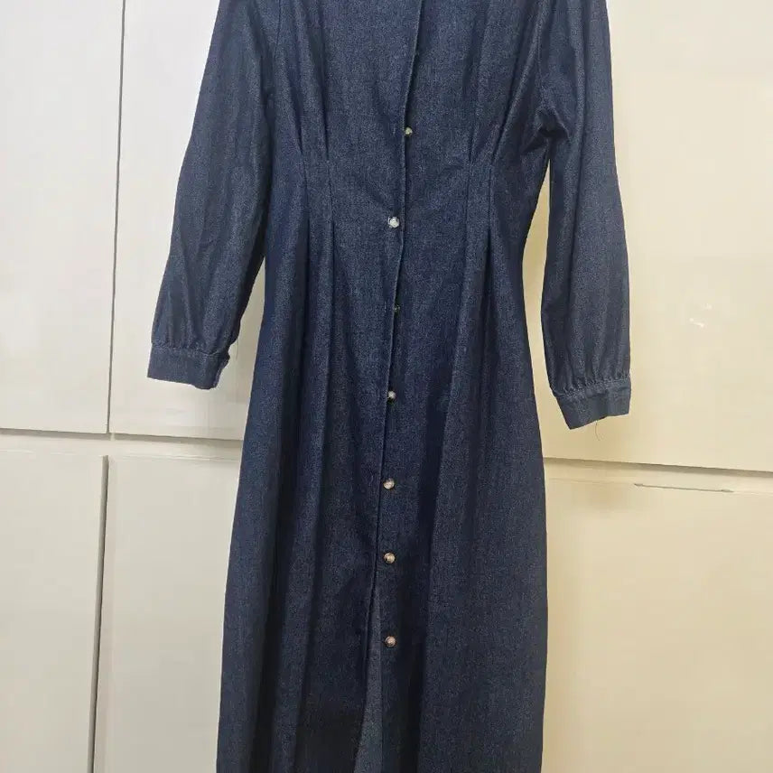 [BUNJANG] Denim Long Dress / 청 데님 롱 원피스 단추 여밈