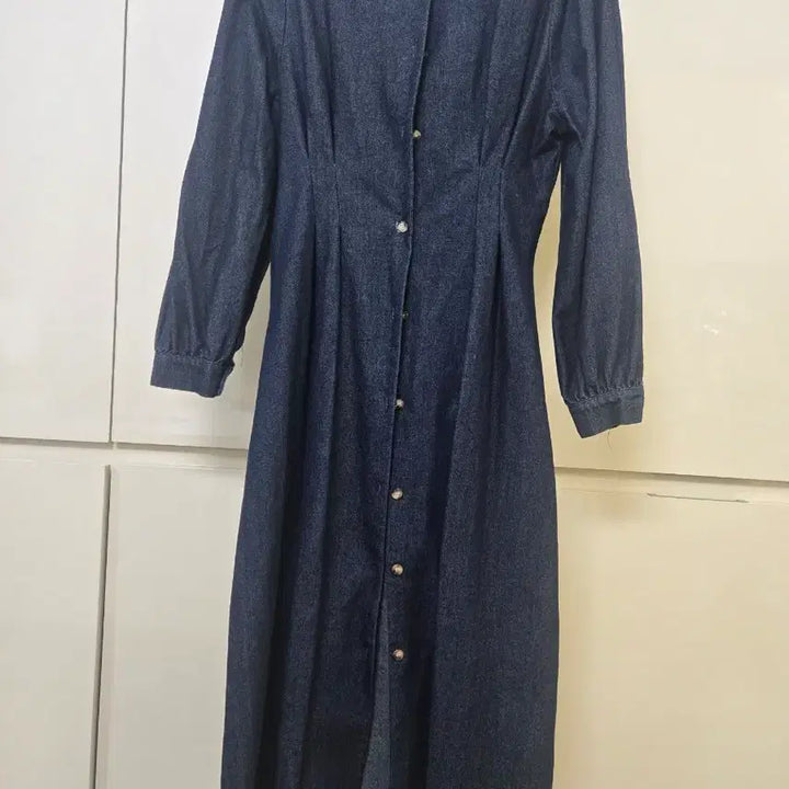 [BUNJANG] Denim Long Dress / 청 데님 롱 원피스 단추 여밈