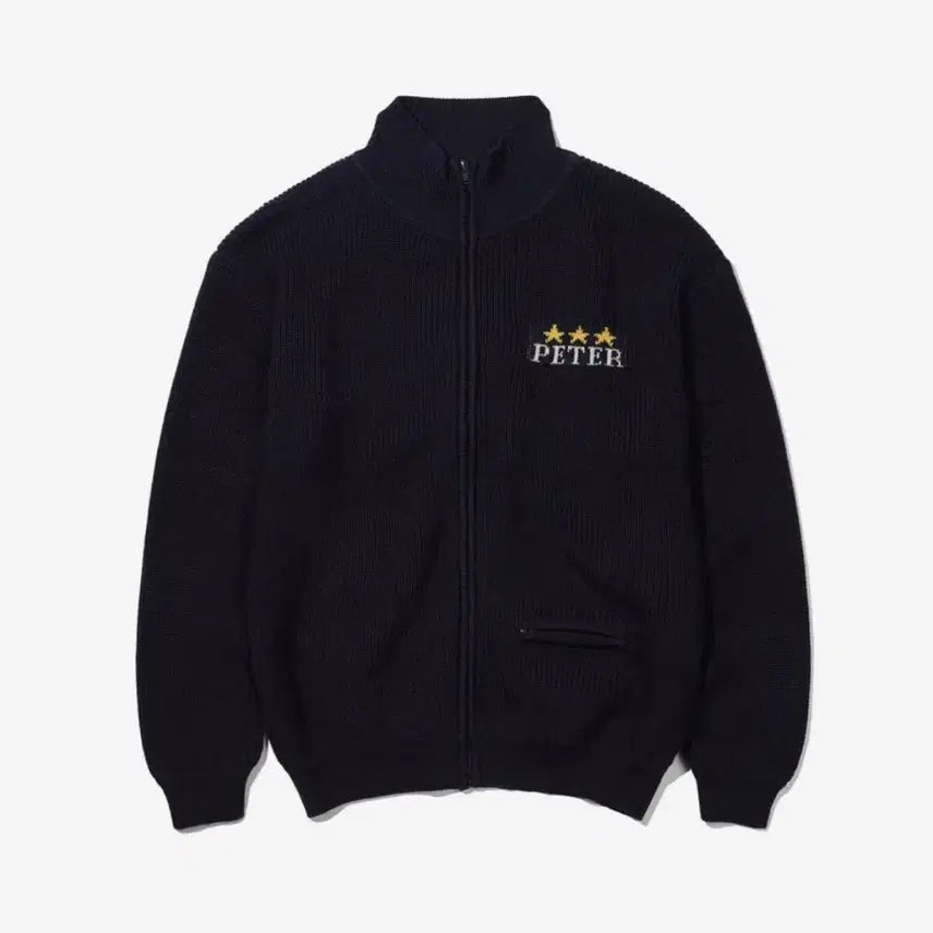 [BUNJANG] My Name Is Peter Peter Star Knit Zip Up - Navy / 마이네임이즈피터 PETER STAR KNIT ZIP UP - NAVY