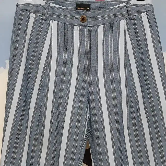 [BUNJANG] Bernice Single Pleat Stripe Cotton Pants / (36) 베르니스 원턱 스트라이프 면바지