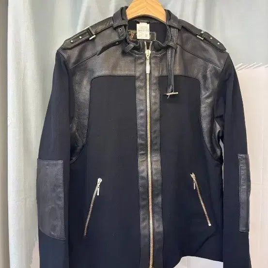 [BUNJANG] Versace Black Leather Mix Jacket / 최종가) 베르사체 블랙 레더 믹스 자켓 54