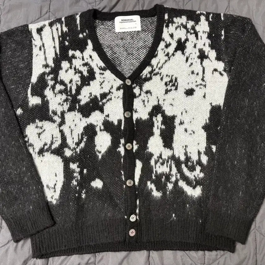[BUNJANG] Nomoremanual Black Pattern Cardigan M / 노매뉴얼 헤어리 가디건