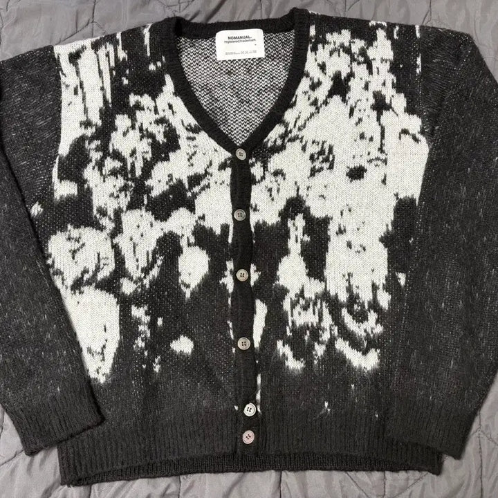 [BUNJANG] Nomoremanual Black Pattern Cardigan M / 노매뉴얼 헤어리 가디건