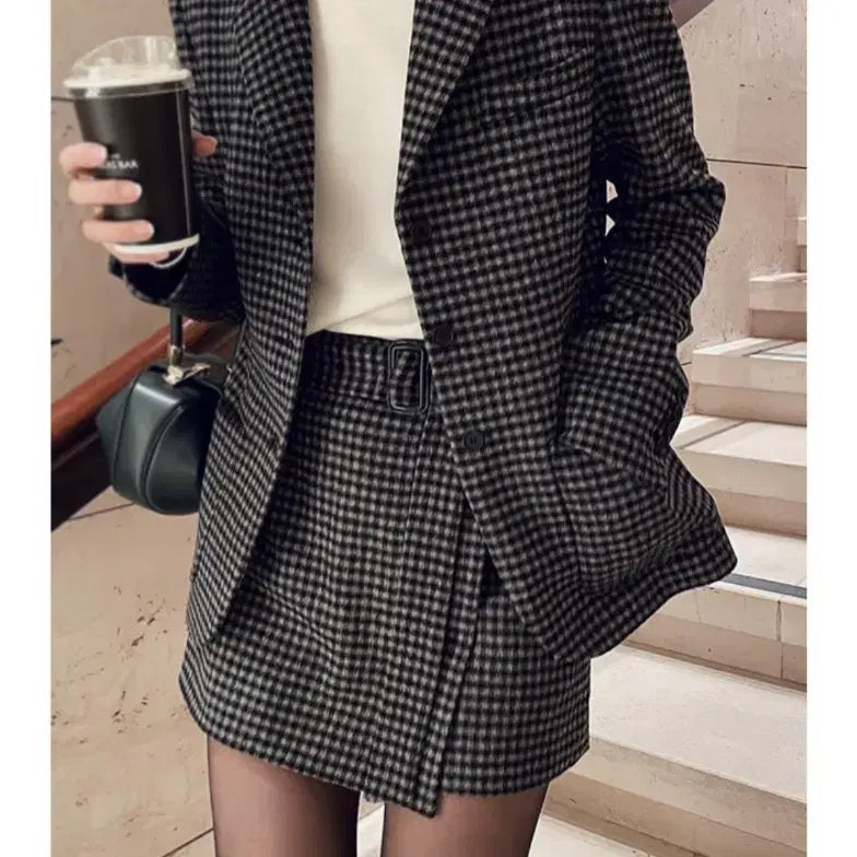 [SOLD OUT] 블랑쇼 모던 캐시미어 체크 랩스커트 바지 m