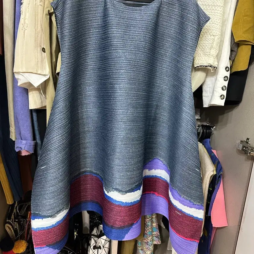 [BUNJANG] Pleats Please Grey Knit Tunic Bounce Top / 플리츠플리즈 그레이니튜닉 바운스탑