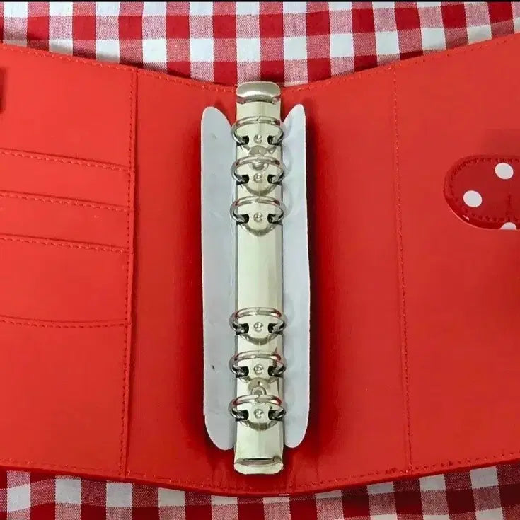 [BUNJANG] Dot Pattern A6 6-Ring Binder Diary - Red / 고전st 땡땡이 A6 6공 다이어리_레드