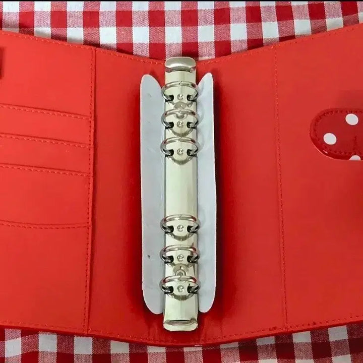 [BUNJANG] Dot Pattern A6 6-Ring Binder Diary - Red / 고전st 땡땡이 A6 6공 다이어리_레드