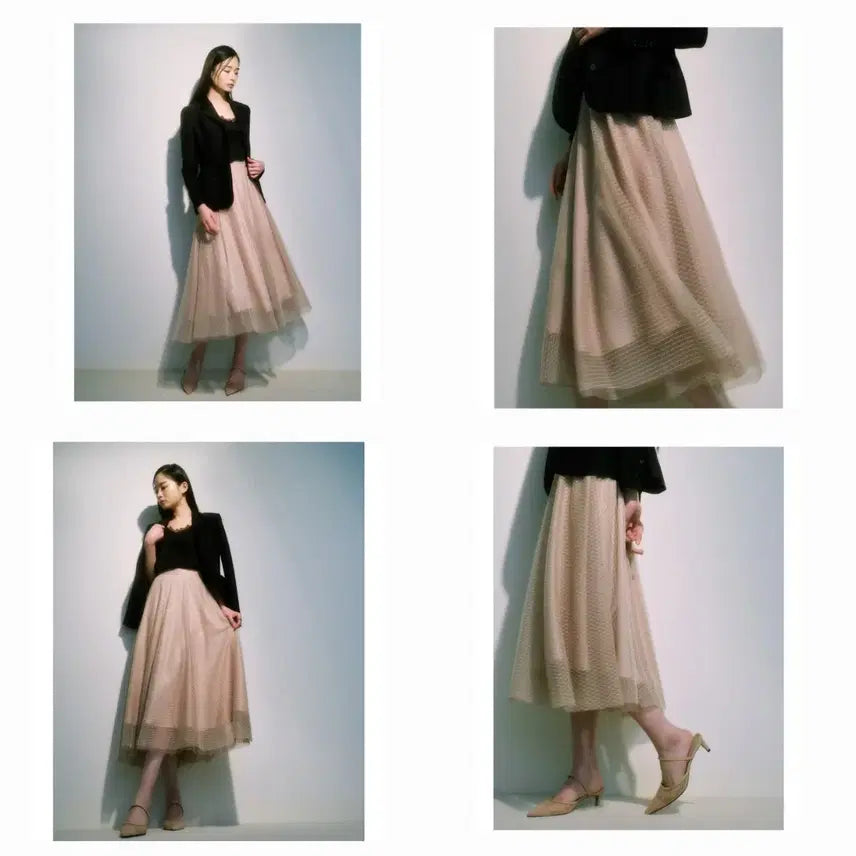 [BUNJANG] Blancso Beige Tulle Skirt M / 블랑쇼 베이지 튤 스커트 m