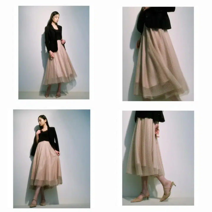 [BUNJANG] Blancso Beige Tulle Skirt M / 블랑쇼 베이지 튤 스커트 m