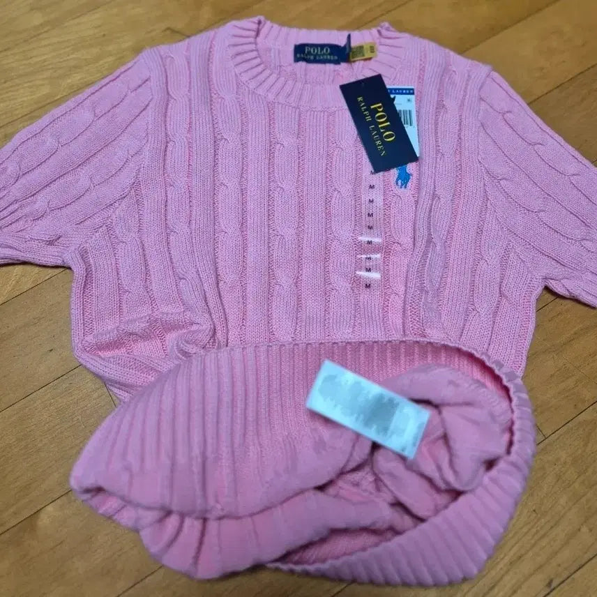 [SOLD OUT] [새상품] 폴로 랄프로렌 핑크 케이블 반팔 니트 M