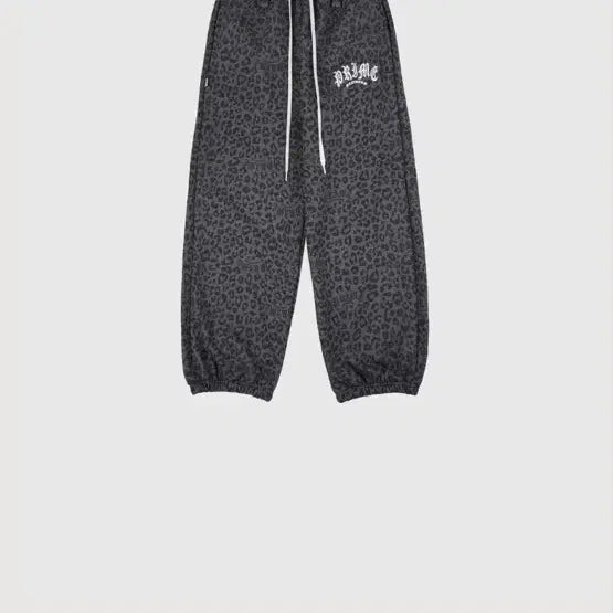 [BUNJANG] Leopard Wide Joggers - Black / Leopard Wide Joggers Bla