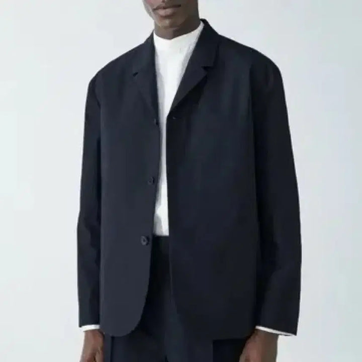 [BUNJANG] COS Shrunken Poplin Cotton Blazer Navy / Cos 슈렁큰 포플린 코튼 블레이저