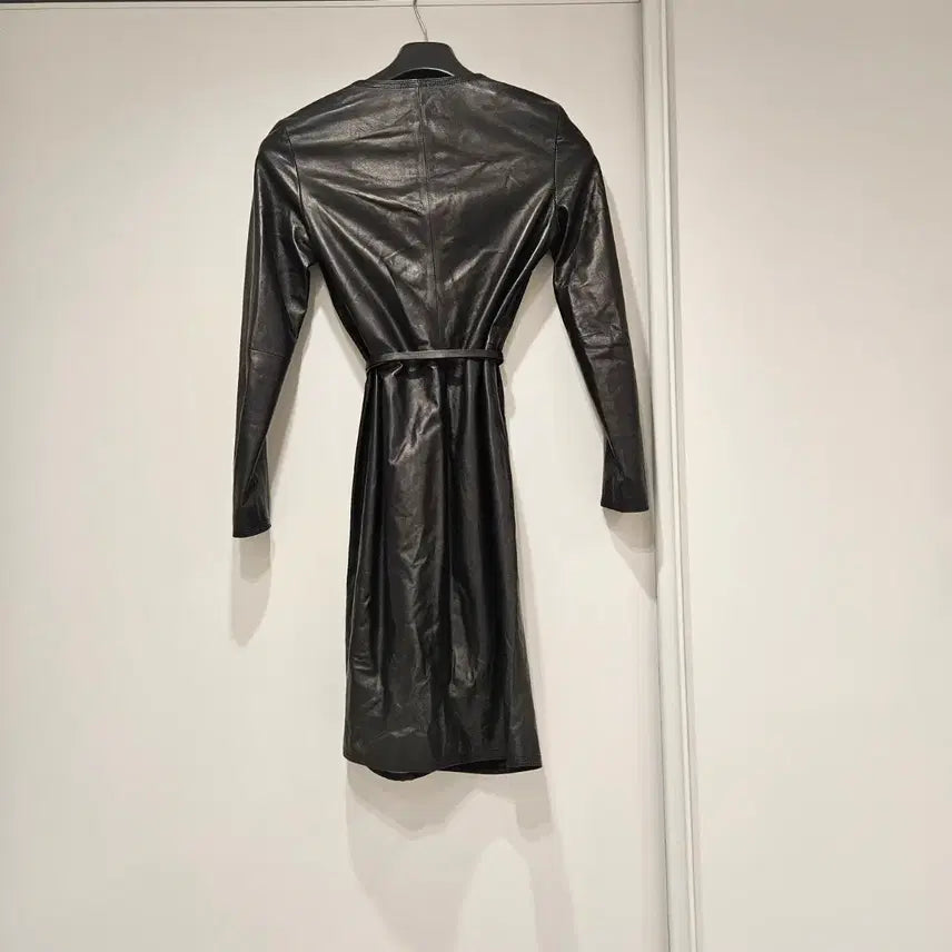 [BUNJANG] DSQUARED2 Black Leather Trench Coat (Size 38) / 디스퀘어드2 블랙 가죽 트렌치 코트 (38)