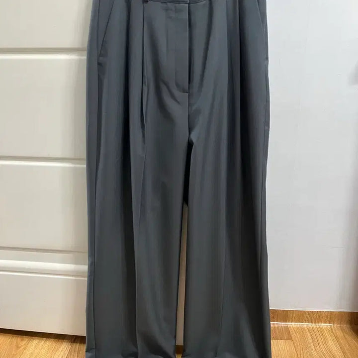 [BUNJANG] Unspecified 핀턱 Wide Slacks Charcoal S / 핀턱 와이드 슬랙스 차콜 S