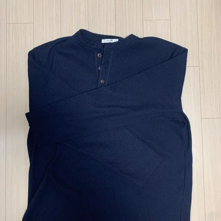 [SOLD OUT] 탑텐 와플 헨리넥 긴팔티셔츠 블랙 네이비 M