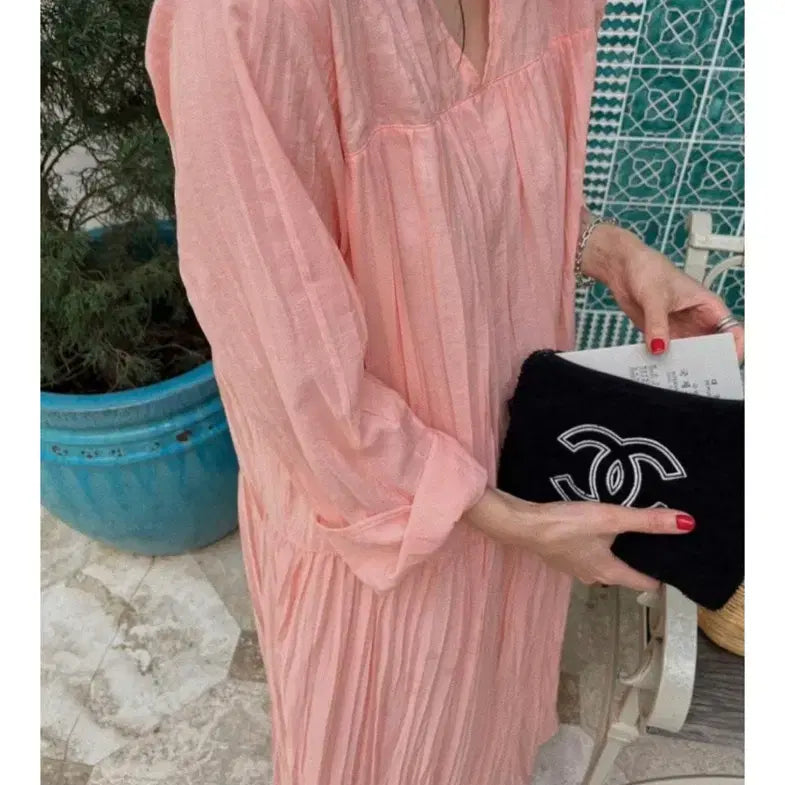 [BUNJANG] Wiccomo Pleated Long Dress / 위꼬모 Pleat dress (새상품)