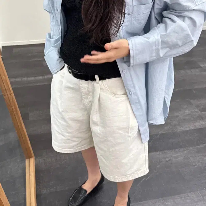 [BUNJANG] ETHOS Wide Half Denim Shorts S / ETHOS 에토스 와이드 하프 데님 팬츠 반바지 S