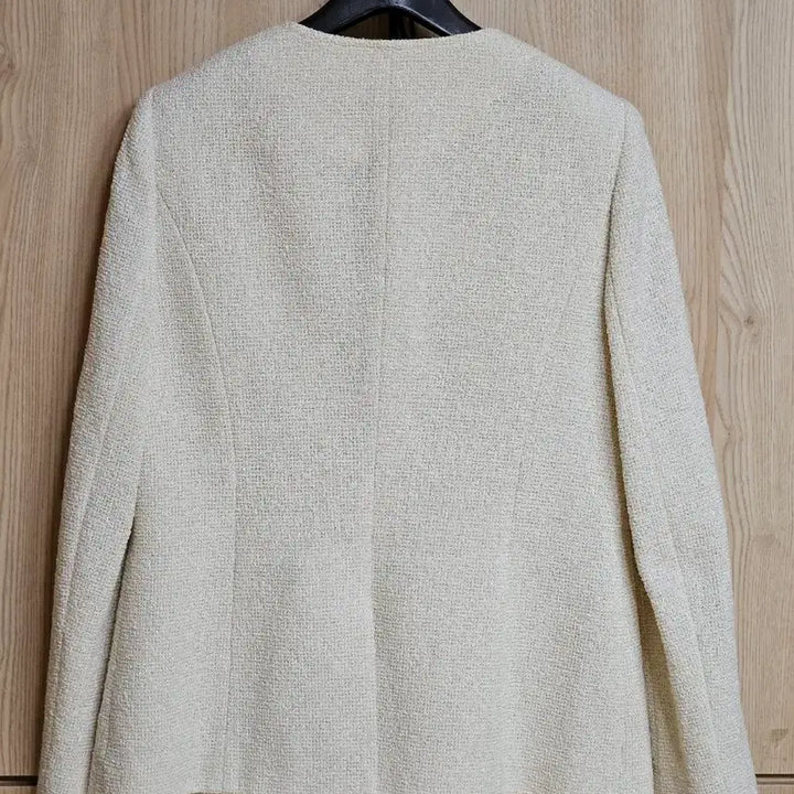 [BUNJANG] Minimum Color-Block Collar Tweed Jacket Cream Size 66 / 미니멈 배색카라넥 트위드 자켓 크림 색상 66 사이즈