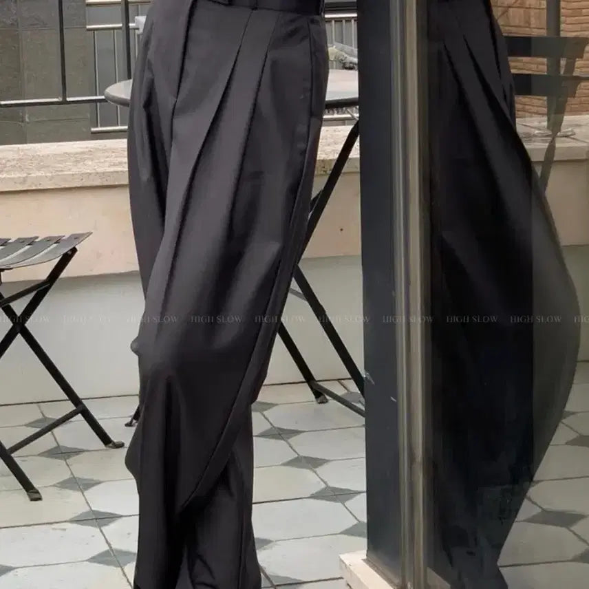 [BUNJANG] Wide Pleated Slacks Charcoal S / 새상품>>> 와이드 플리츠 슬랙스