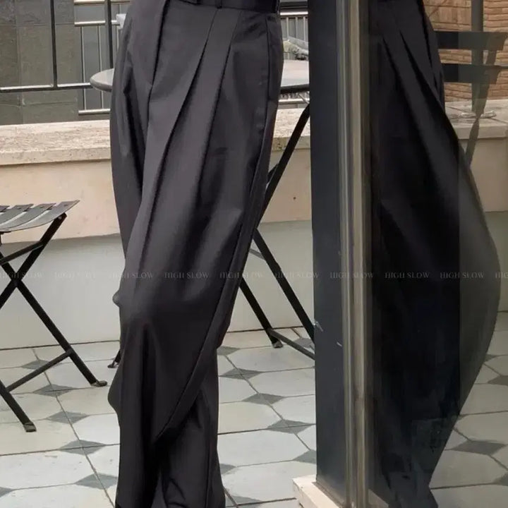 [BUNJANG] Wide Pleated Slacks Charcoal S / 새상품>>> 와이드 플리츠 슬랙스