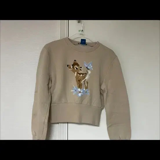 [SOLD OUT] Zara 밤비 자수 맨투맨 티셔츠 베이지