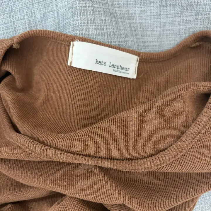 [BUNJANG] Brown Ribbed Short Sleeve T-shirt / 브라운 골지 반팔 티셔츠