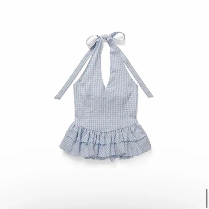 [BUNJANG] Without Summer Marine Halterneck Check Top / 위드아웃썸머 마린 홀터넥 체크