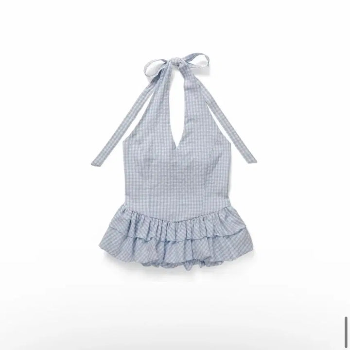 [BUNJANG] Without Summer Marine Halterneck Check Top / 위드아웃썸머 마린 홀터넥 체크