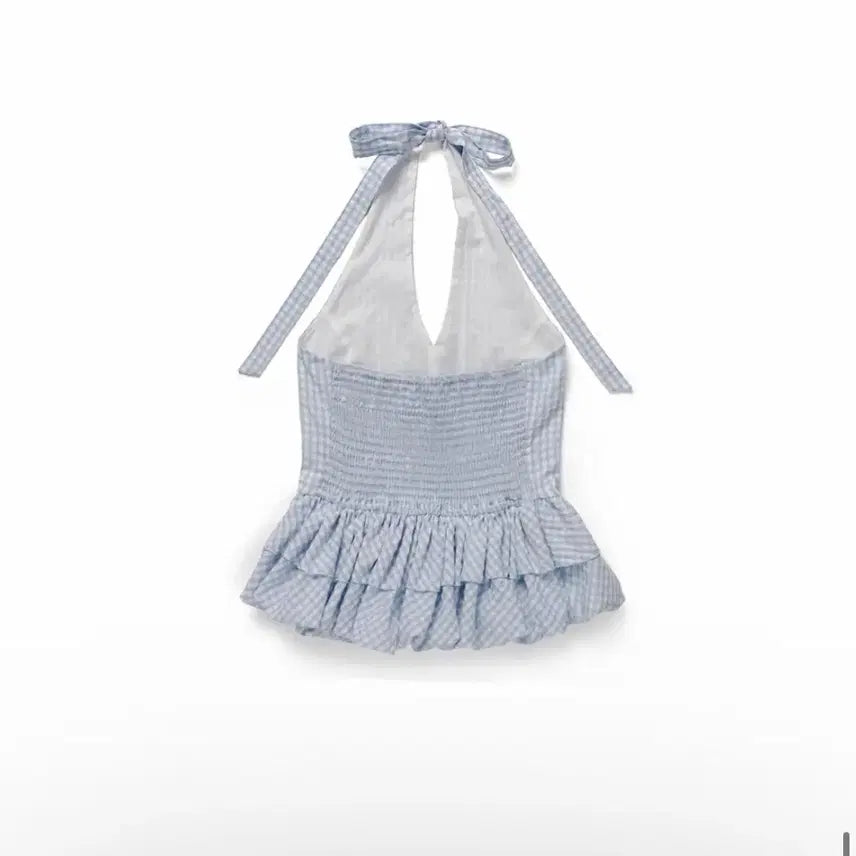 [BUNJANG] Without Summer Marine Halterneck Check Top / 위드아웃썸머 마린 홀터넥 체크
