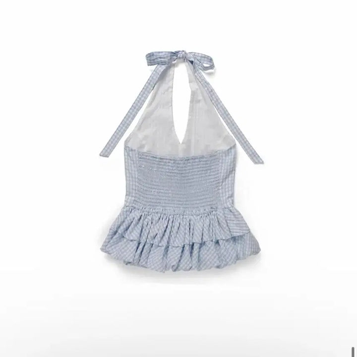 [BUNJANG] Without Summer Marine Halterneck Check Top / 위드아웃썸머 마린 홀터넥 체크