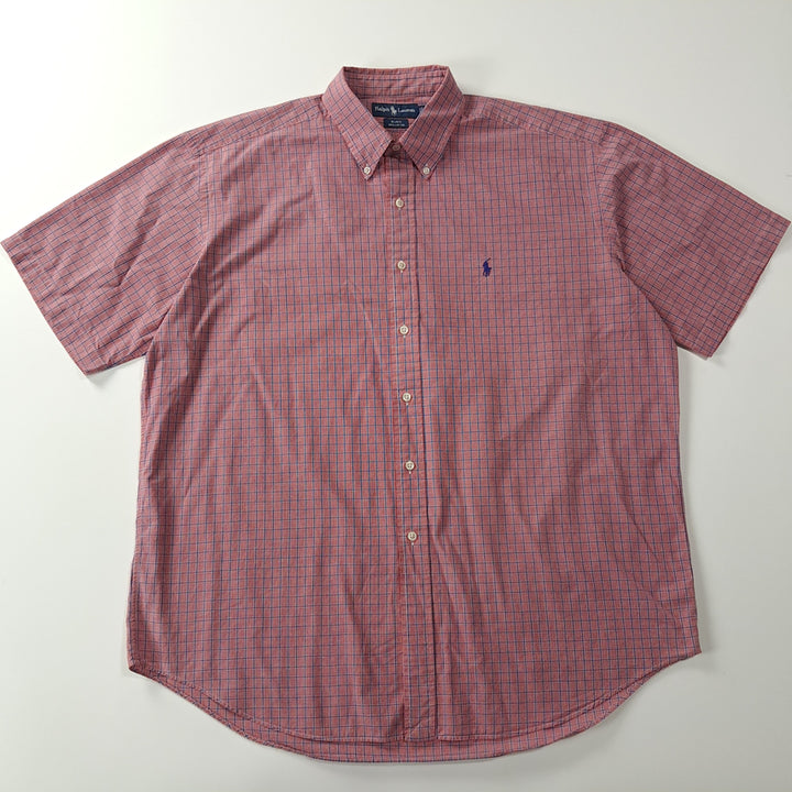 [SOLD OUT] CK320 XL 폴로 90s 레드 마이크로태터솔 체크 반팔 셔츠 남방